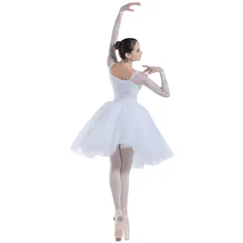 19501 Fehér Flitteres Csipke Míder Balett-Tánc, Jelmez Balletwear Teljesítmény Tánc Tutu Hosszú Ujjú Kép 1