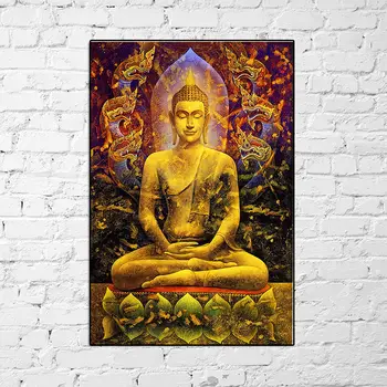Meditációs Buddha-Szobor Vászon Festmény Modern Buddhista Dekoratív Poszterek, Nyomatok Lakberendezési Wall Art Képek Nappali Kép 0