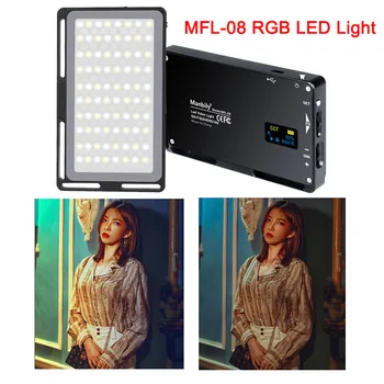 Manbily MFL-08 RGB LED 2500K-8500K Lámpa Szabályozható JELENET Studio Video Vlog Fotózás Világítás Youtube DSLR Fényképezőgép Kép 0