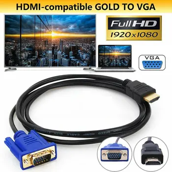 1,8 M/6FT Arany, HDMI-kompatibilis Férfi VGA Férfi 15 Pin-Videó Adapter Kábelek 1080P 6FT A TV-DVD DOBOZ, Tartozékok
