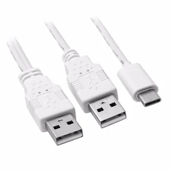 Fehér 60cm USB 3.1 C Típusú USB-C USB3.1 c-típusú Kettős USB2.0 Egy Férfi Extra Teljesítmény Adatok Y Kábel 0,6 m 2láb a Merevlemez Kép 0