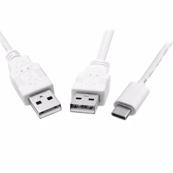 Fehér 60cm USB 3.1 C Típusú USB-C USB3.1 c-típusú Kettős USB2.0 Egy Férfi Extra Teljesítmény Adatok Y Kábel 0,6 m 2láb a Merevlemez Kép 1