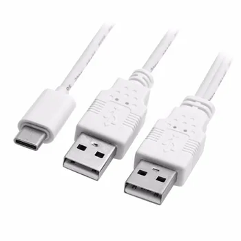 Fehér 60cm USB 3.1 C Típusú USB-C USB3.1 c-típusú Kettős USB2.0 Egy Férfi Extra Teljesítmény Adatok Y Kábel 0,6 m 2láb a Merevlemez Kép 3