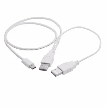 Fehér 60cm USB 3.1 C Típusú USB-C USB3.1 c-típusú Kettős USB2.0 Egy Férfi Extra Teljesítmény Adatok Y Kábel 0,6 m 2láb a Merevlemez Kép 5
