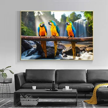 Papagáj Festmény Nyomtatott Vászon Vízesés Wall Art a nappaliban Modern lakberendezés Állatos Képek Kanapé Dekoráció NINCS KERET