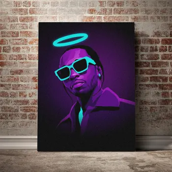 Pop Füst Neon Scott Travis Tupac Shakur Lil Peep Plakátok Wall Art Képek Vászon Festmények Dekoráció Nappali Lakberendezés