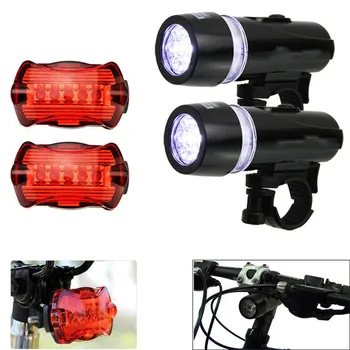 5LED Hátsó Biztonsági Lámpa hátsó Lámpa Lámpa Vízálló Ultra Fényes, 5 LED-es Kerékpározás Kerékpár Lámpa Szett Kerékpár Első Fej Fény Kép 0
