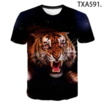 2021 Új Nyári 3D Nyomtatott póló Tigris Alkalmi Férfi Nő Gyermek Divat Rövid Ujjú Pamut Fiú Lány Gyerek Király Maximum T-shirt