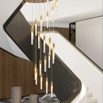 Modern hosszú crystal led csillár luxus villa nappali, étkező, lépcső csillár bevásárlóközpont dekoráció Csillár Kép 0