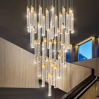 Modern hosszú crystal led csillár luxus villa nappali, étkező, lépcső csillár bevásárlóközpont dekoráció Csillár Kép 1
