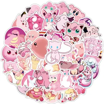 50Pcs Rózsaszín Pokmon Diy Doodle Matricák Bőrönd Laptop Dekorációs Matrica Pokmon Anime Adatok Jigglypuff Matrica Anime Periférián
